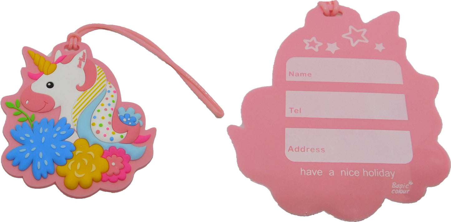 Rosa Einhorn - Kofferanhänger Taschenanhänger Adressschild Plastik Adresse Anhänger