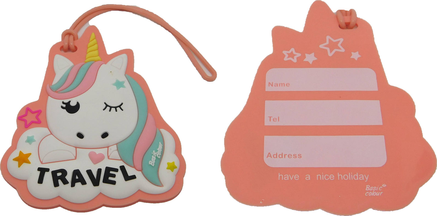 Fabelwesen Rosa Einhorn - Kofferanhänger Taschenanhänger Adressschild Plastik Adresse Anhänger