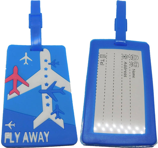 Blau Fly away - Kofferanhänger Taschenanhänger Adressschild Plastik Adresse Anhänger