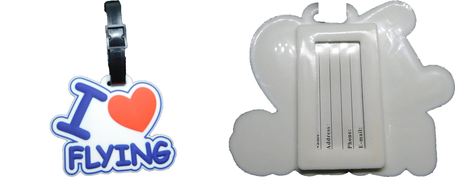 I Love flying weiss - Kofferanhänger Taschenanhänger Adressschild Plastik Adresse Anhänger