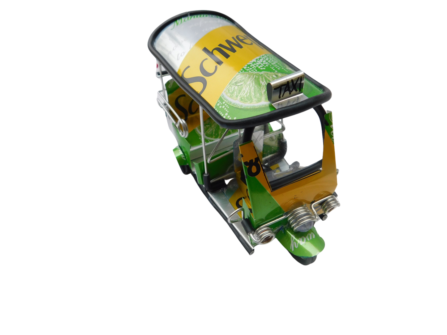 *** Schweppes Lemon *** Detailgetreue Handgefertigte Nachbildung: TUK TUK Taxi aus Thailand - 14x7x6 cm