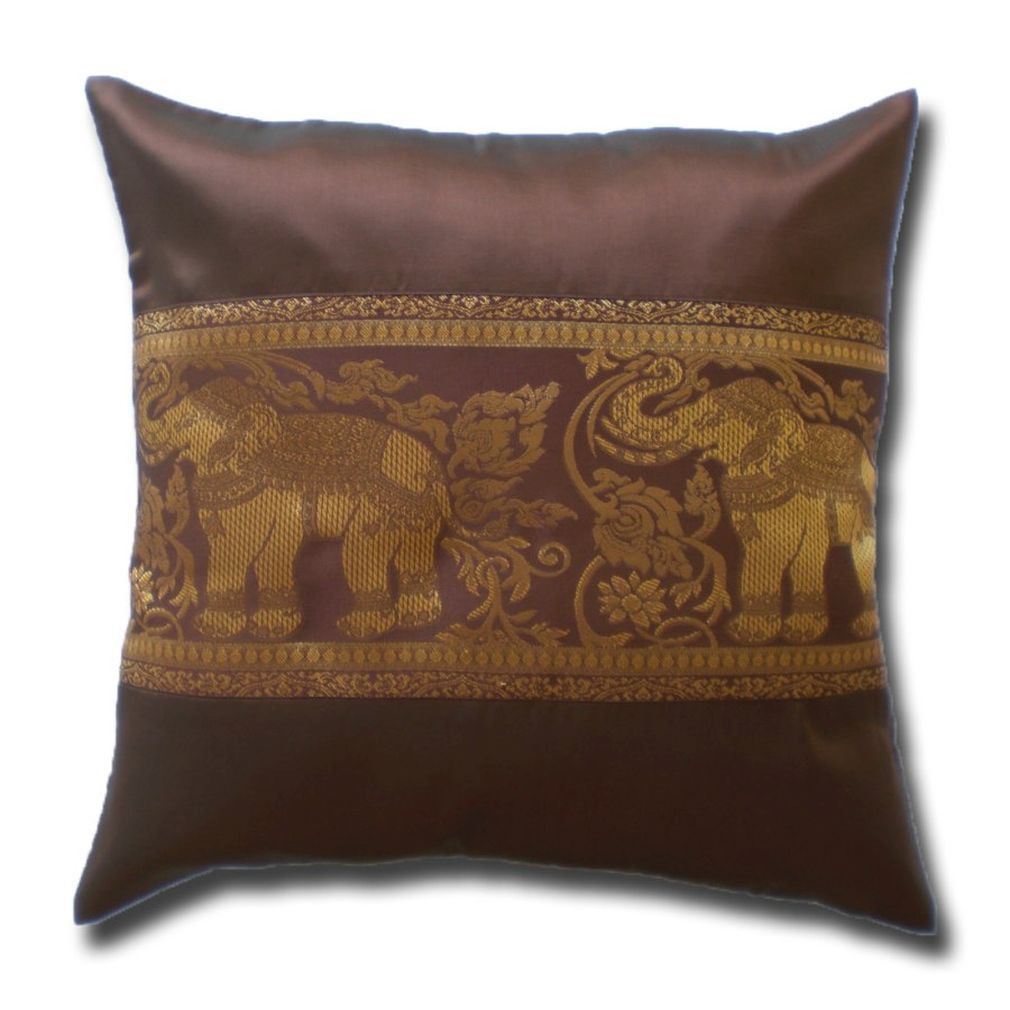 Housse de coussin Motif éléphant Uni 40x40cm Divers coloris Canapé en soie thaïlandaise Lit Chaise de jardin