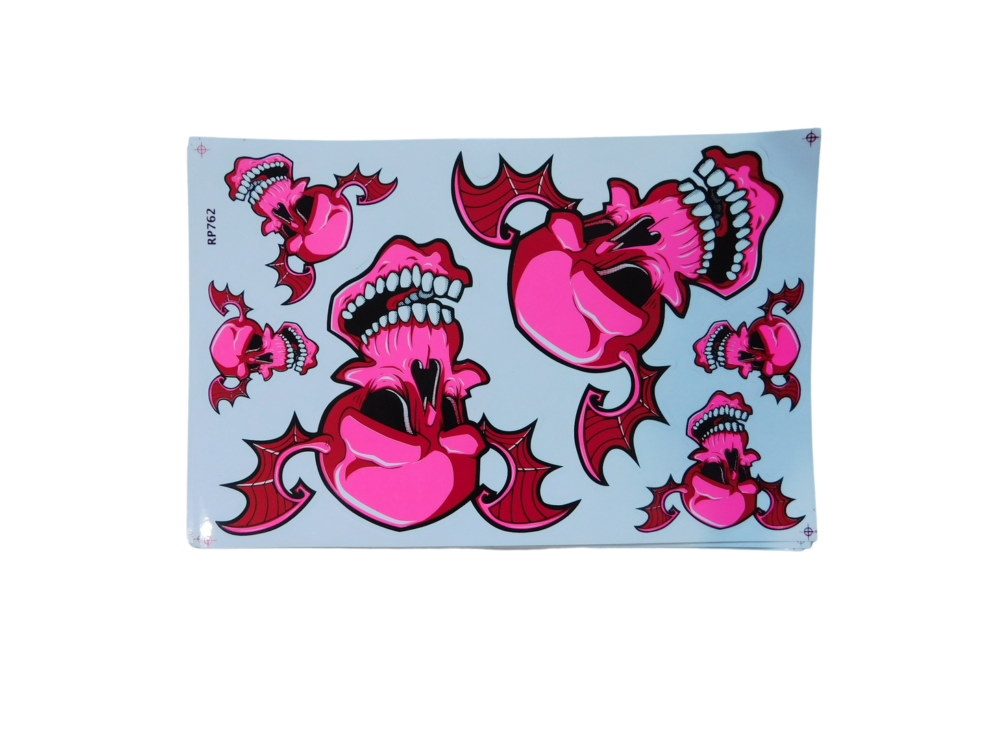 Fliegender Totenschädel pink Aufkleber Sticker Motorrad Roller Skateboard Auto Tuning selbstklebend 264