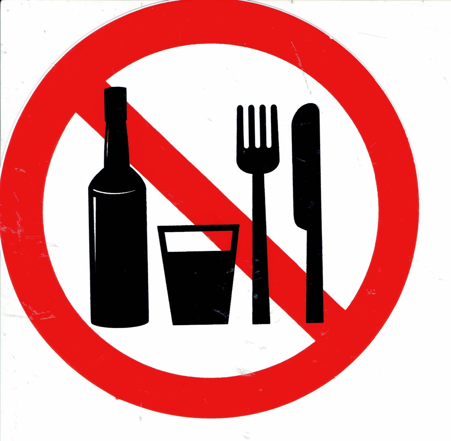 Forbidden "Food and Drink" round sticker self-adhesive 346