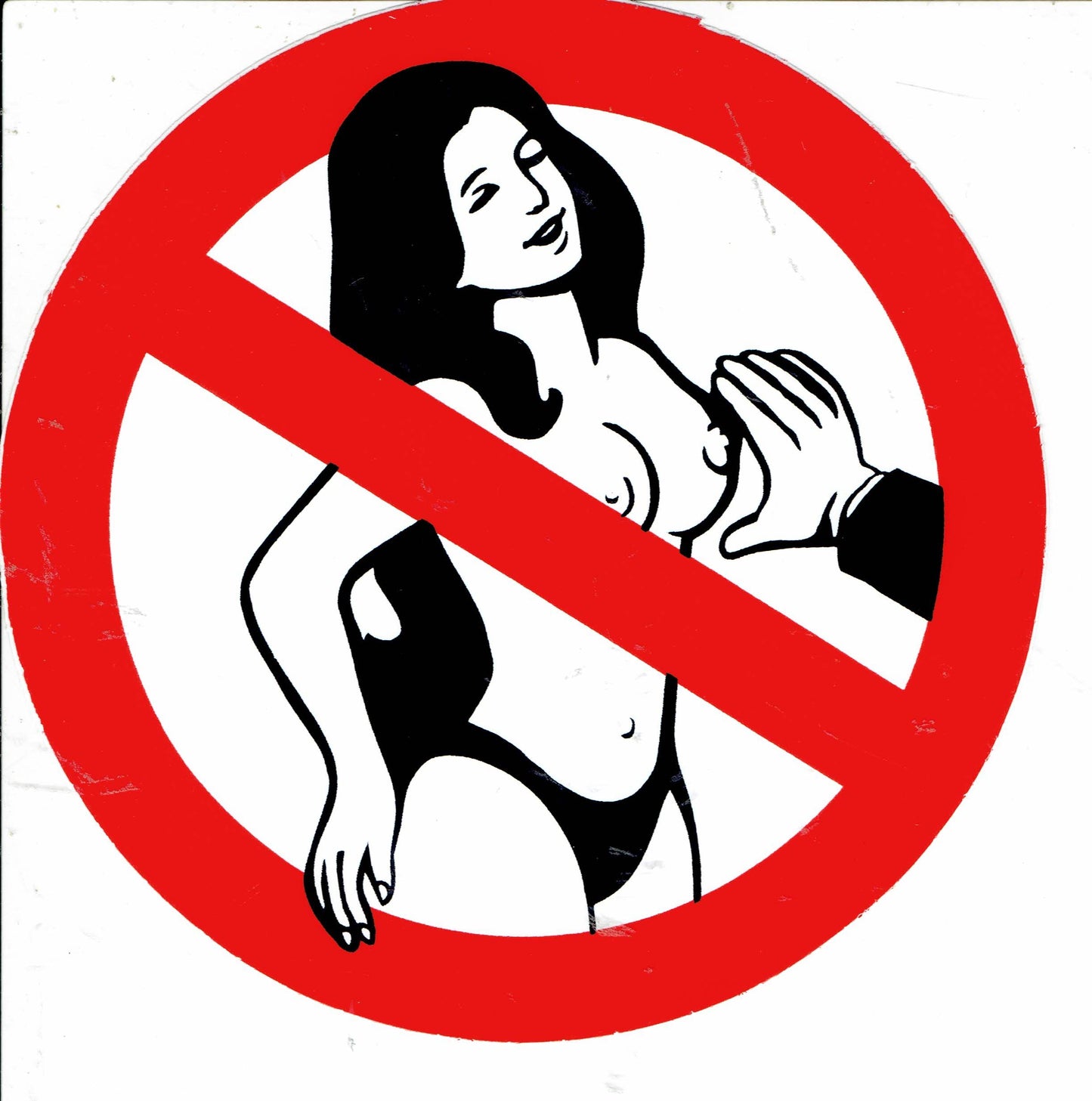 Forbidden "Boob Touching" Round Sticker Self-Adhesive 348