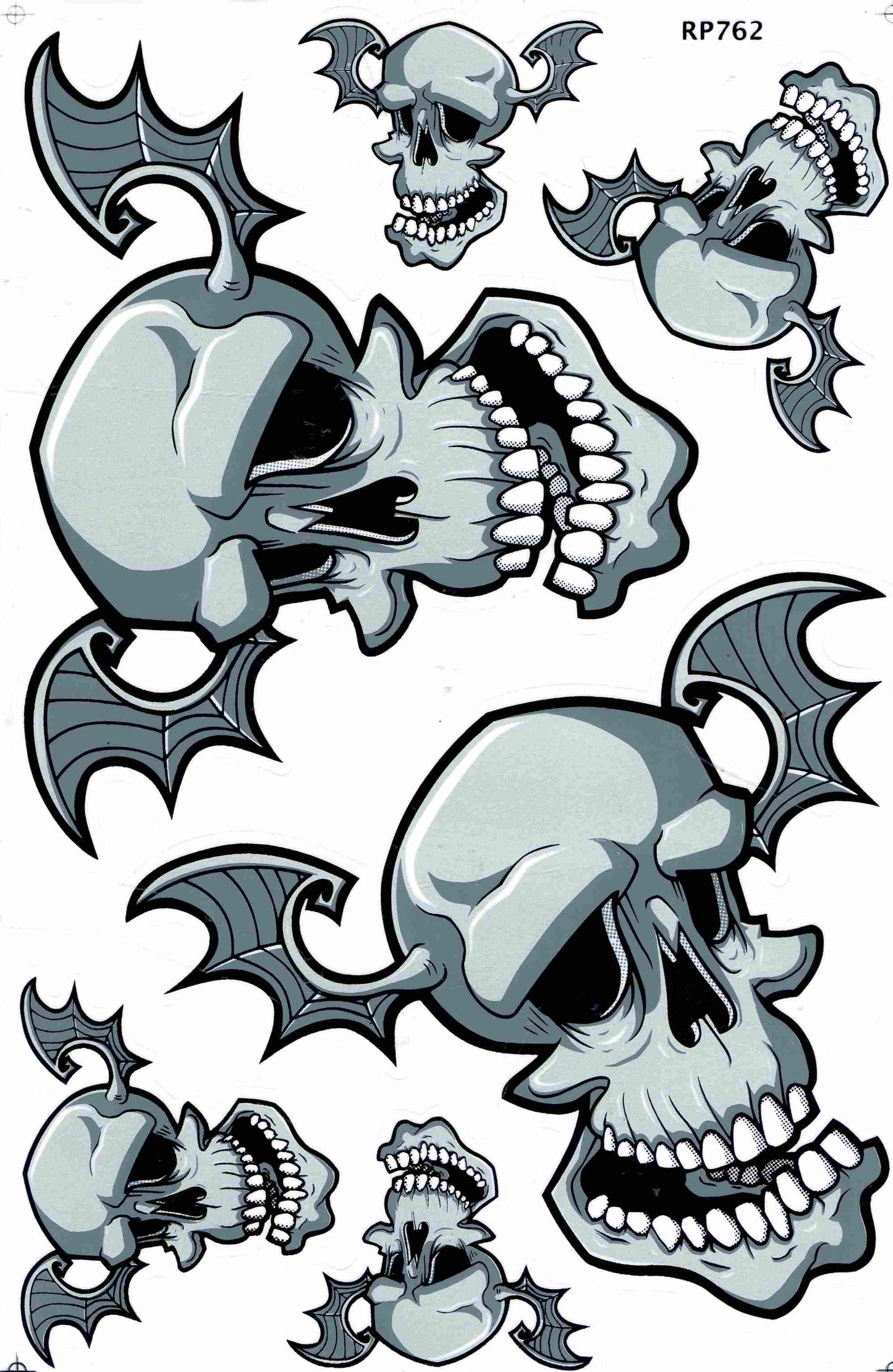 Fliegender Schädel Totenkopf Aufkleber Sticker - Ideal für Motorrad Roller Skateboard und Auto Tuning - Selbstklebend