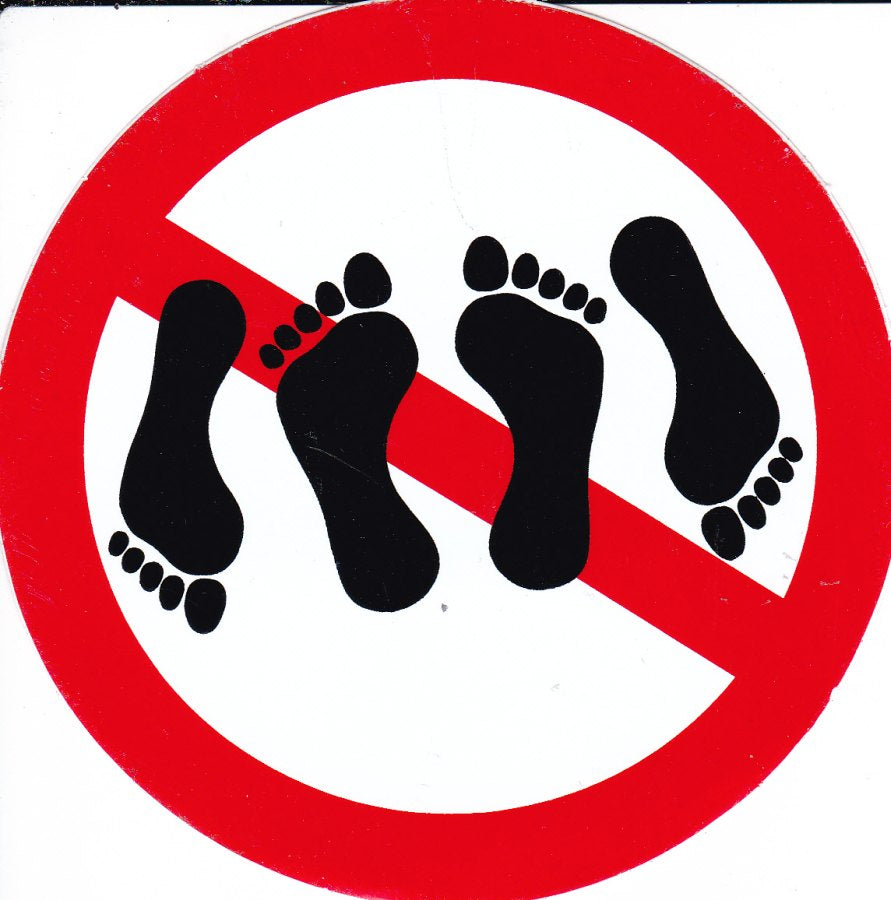 Verboten " Barfuss nackte Füsse " rund Aufkleber Sticker selbstklebend 524