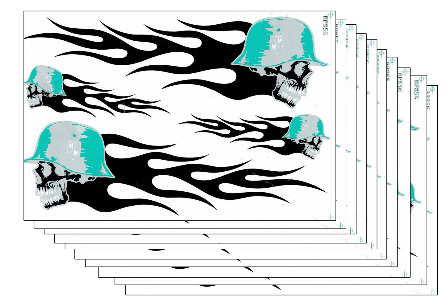 SPAR PACK DE 10 flammes feu noir crâne autocollant moto cyclomoteur scooter skateboard voiture tuning modélisme auto-adhésif 062