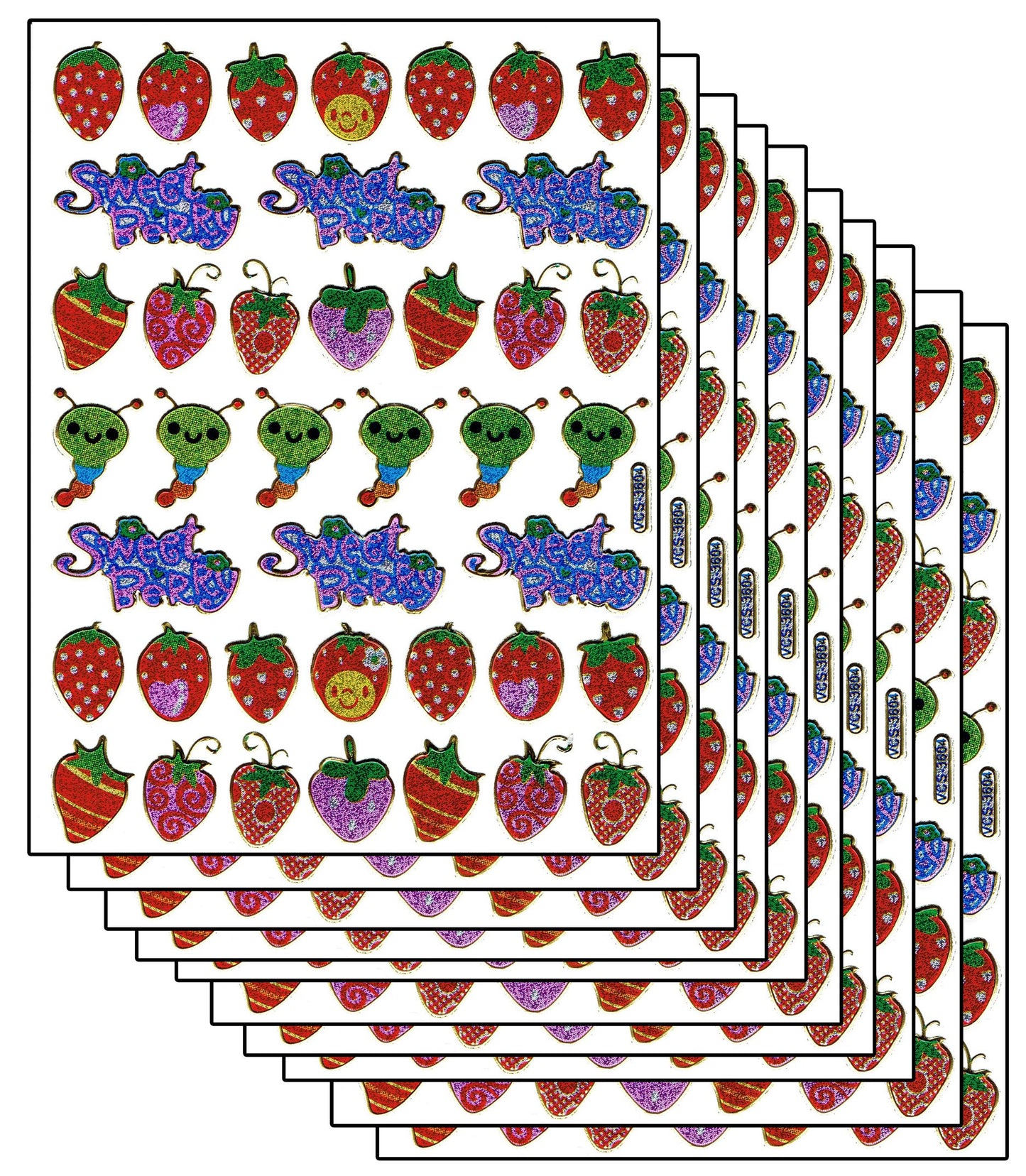 Savings set 10 sheets of fruit fruit animals 410 stickers stickers metallic glitter effect for children crafts kindergarten birthday