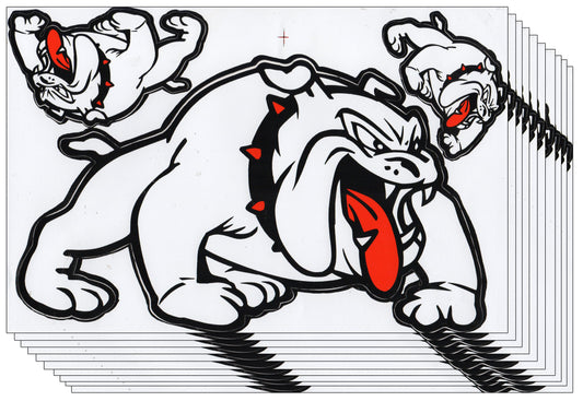 10ER SPAR PACK Bulldogge Hund weiss Aufkleber Sticker Motorrad Roller Skateboard Auto Tuning Modellbau selbstklebend 093