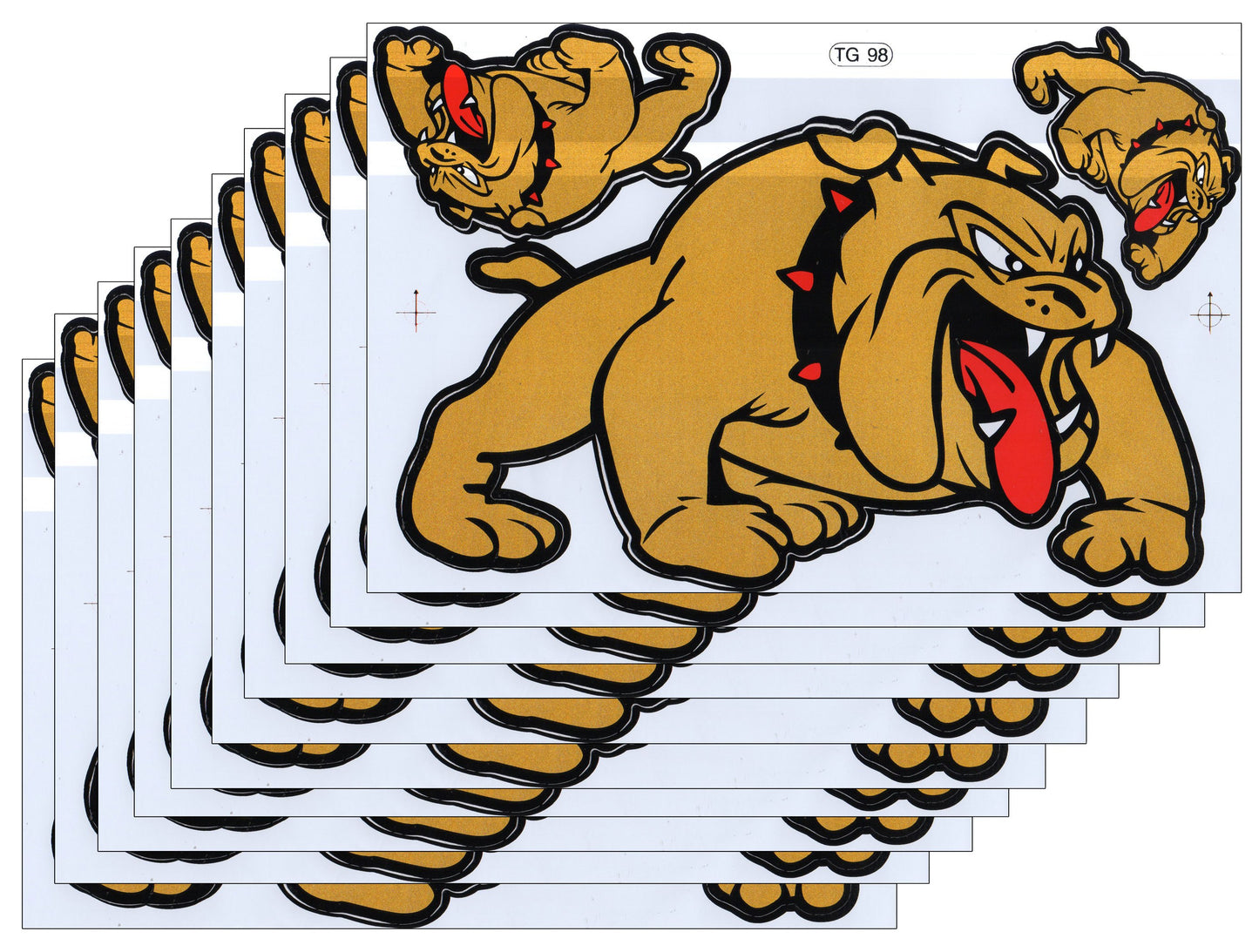 10 SPAR PACK bouledogue chien or autocollant moto scooter planche à roulettes voiture tuning modèle bâtiment auto-adhésif 102