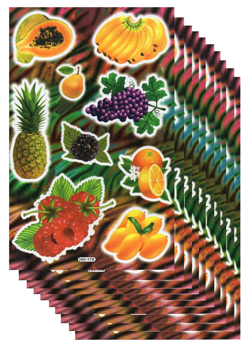 10ER Vorteilsangebot Früchte Obst Aufkleber Sticker Kinder Basteln Kindergarten Sammeln Geburtstag 10 Bogen 164