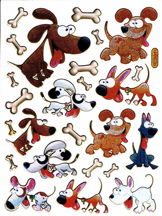 Hunde Hund Welpe bunt Tiere Aufkleber Sticker metallic Glitzer Effekt Kinder Basteln Kindergarten 1 Bogen 443
