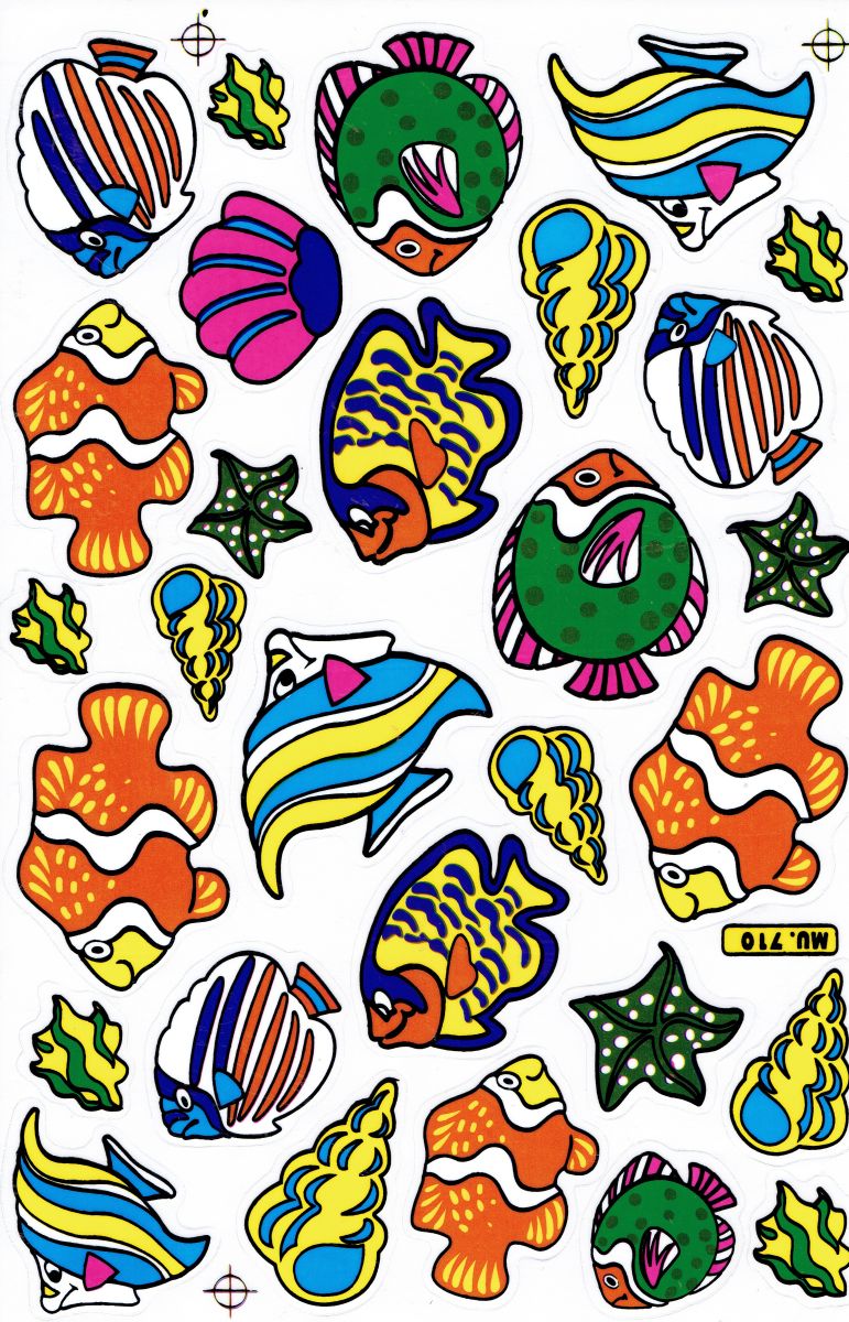 Fische Meer Aquarium Fisch Tiere Aufkleber Sticker für Kinder Basteln Kindergarten Geburtstag 1 Bogen 523