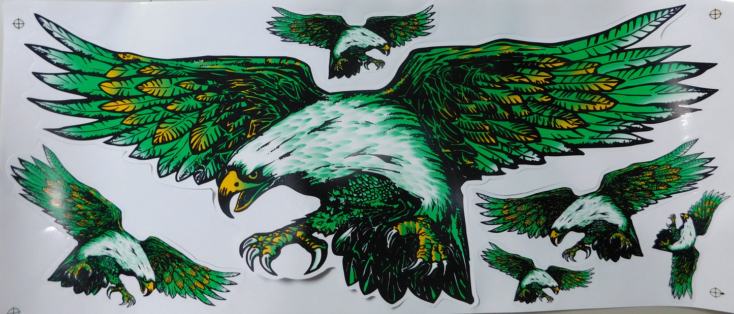 Dragon vert extra grand film autocollant 1 feuille 530 mm x 230 mm résistant aux intempéries moto scooter skateboard voiture tuning auto-adhésif LS003