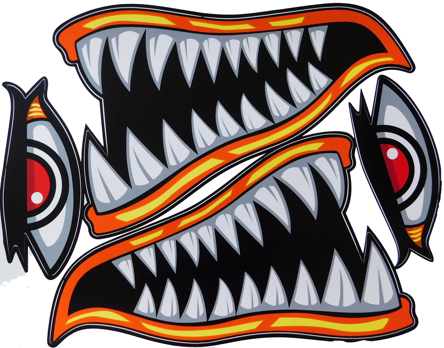 BIG SIZE Hai Maul Rachen Schlund Zähne orange Aufkleber Sticker Motorrad Roller Skateboard Auto Tuning Modellbau selbstklebend FSB107