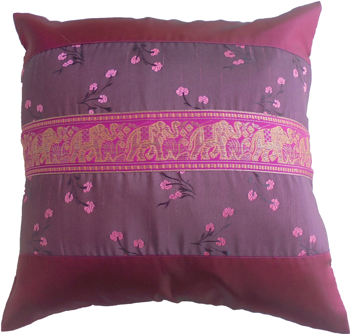 Oreiller housse de coussin Motif fleurs éléphants différentes couleurs 40x40cm/15.5x15.5in Thai soie canapé-lit chaise de jardin