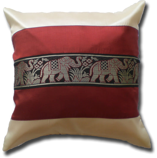 Cushion cover elephant motif two-tone different colors 40x40cm/15.5x15.5in Thai silk sofa bed garden chair
