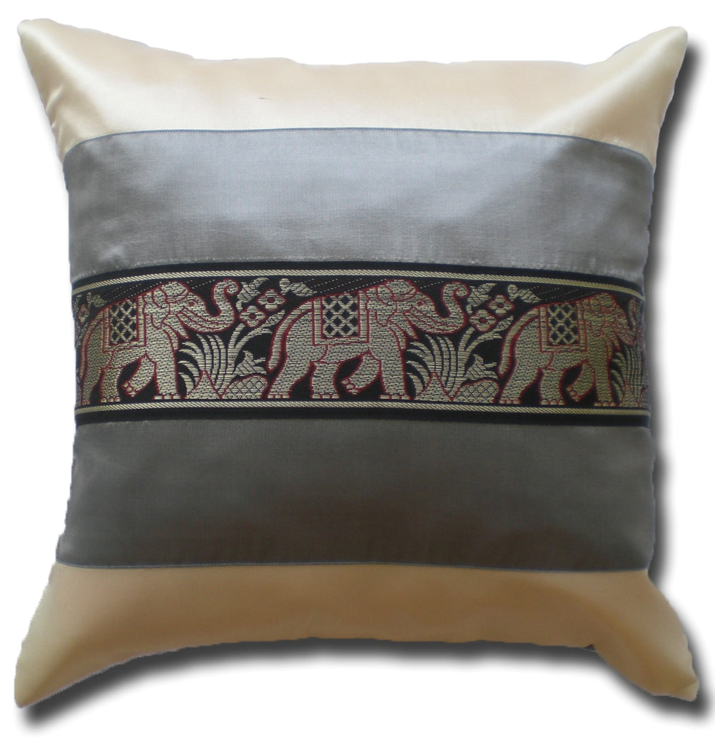 Housse de coussin motif éléphant bicolore couleurs différentes 40x40cm/15.5x15.5in canapé-lit en soie thaïlandaise chaise de jardin