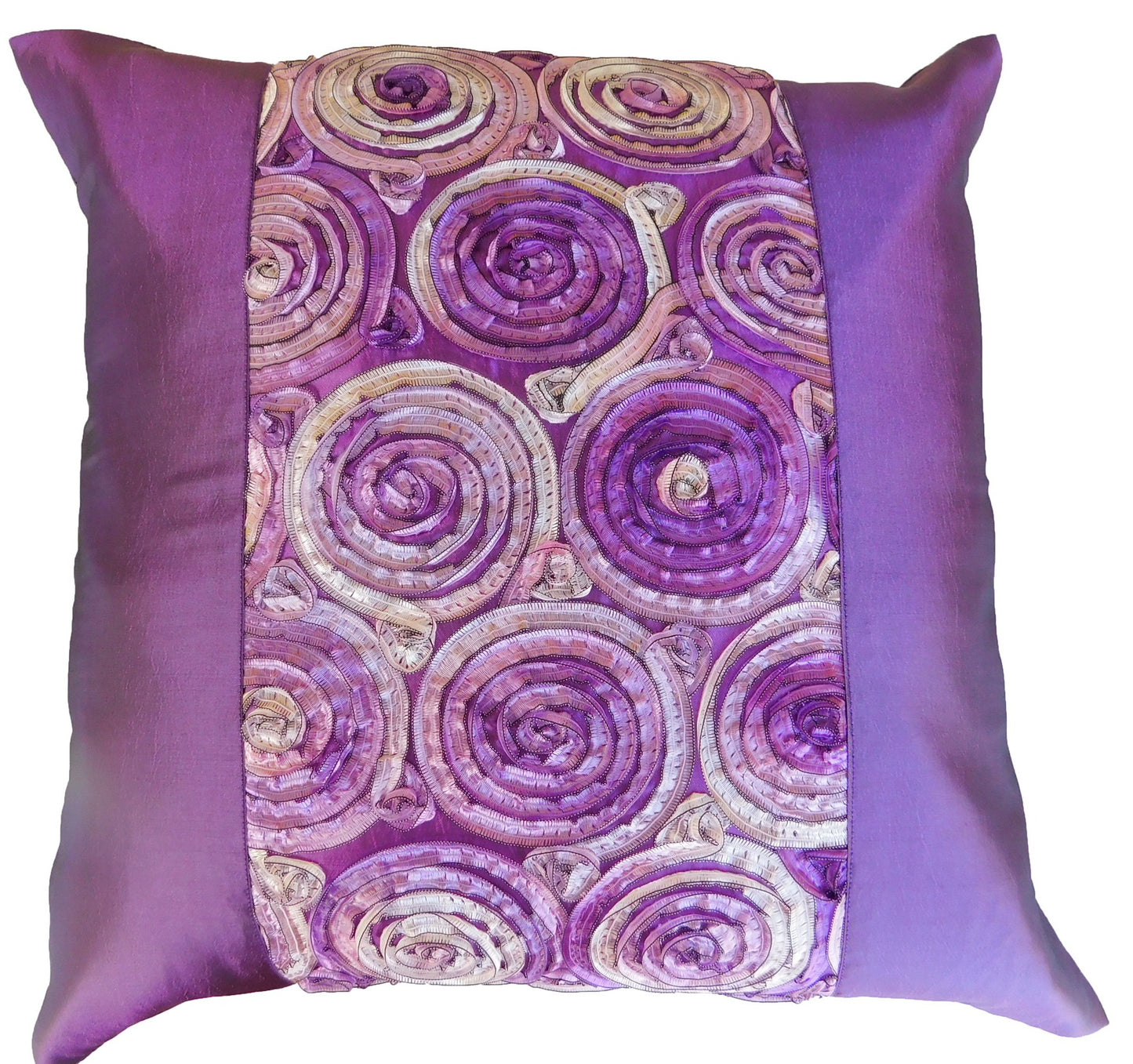 Pillow Cushion Cover Motif Flowers Various Colors 40x40cm/15.5x15.5in Thai Silk Sofa Bed Garden Chair