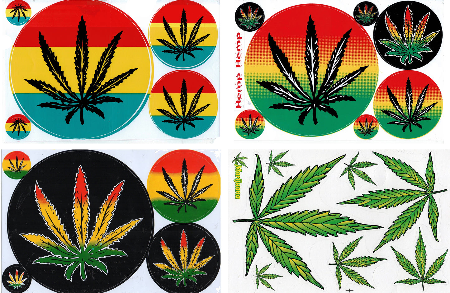 4 Bogen Promotion Set Cannabis Weed Aufkleber Sticker Motorrad Moped Roller Skateboard Auto Tuning Modellbau selbstklebend