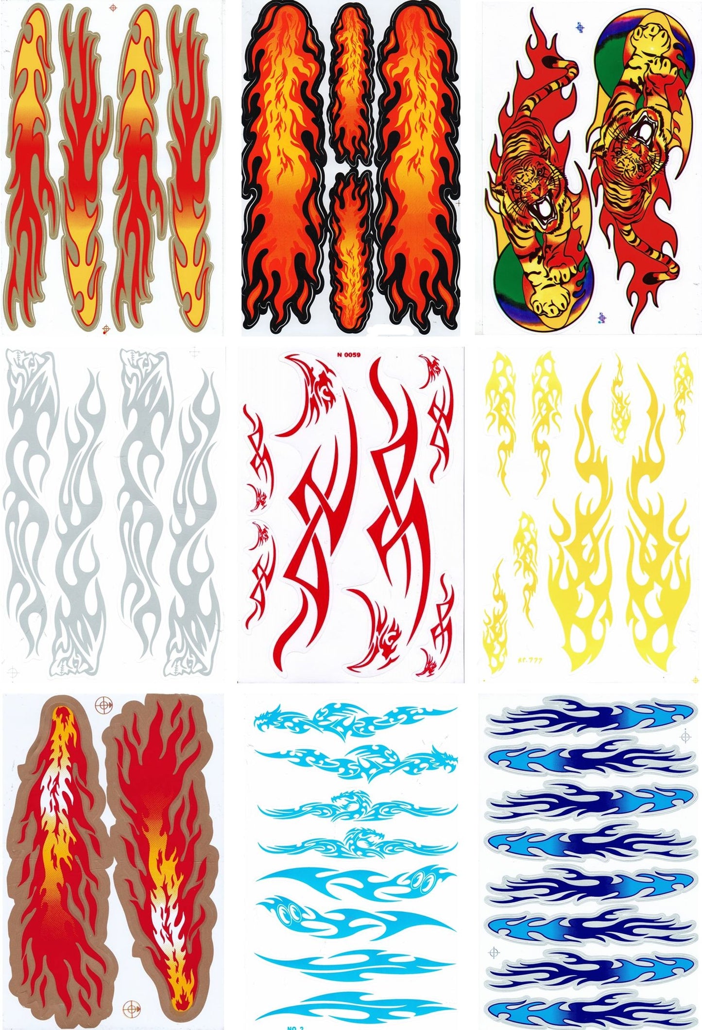 SAVINGS SET 9 BOW flammes feu autocollant moto vélo skateboard voiture tuning auto-adhésif S13
