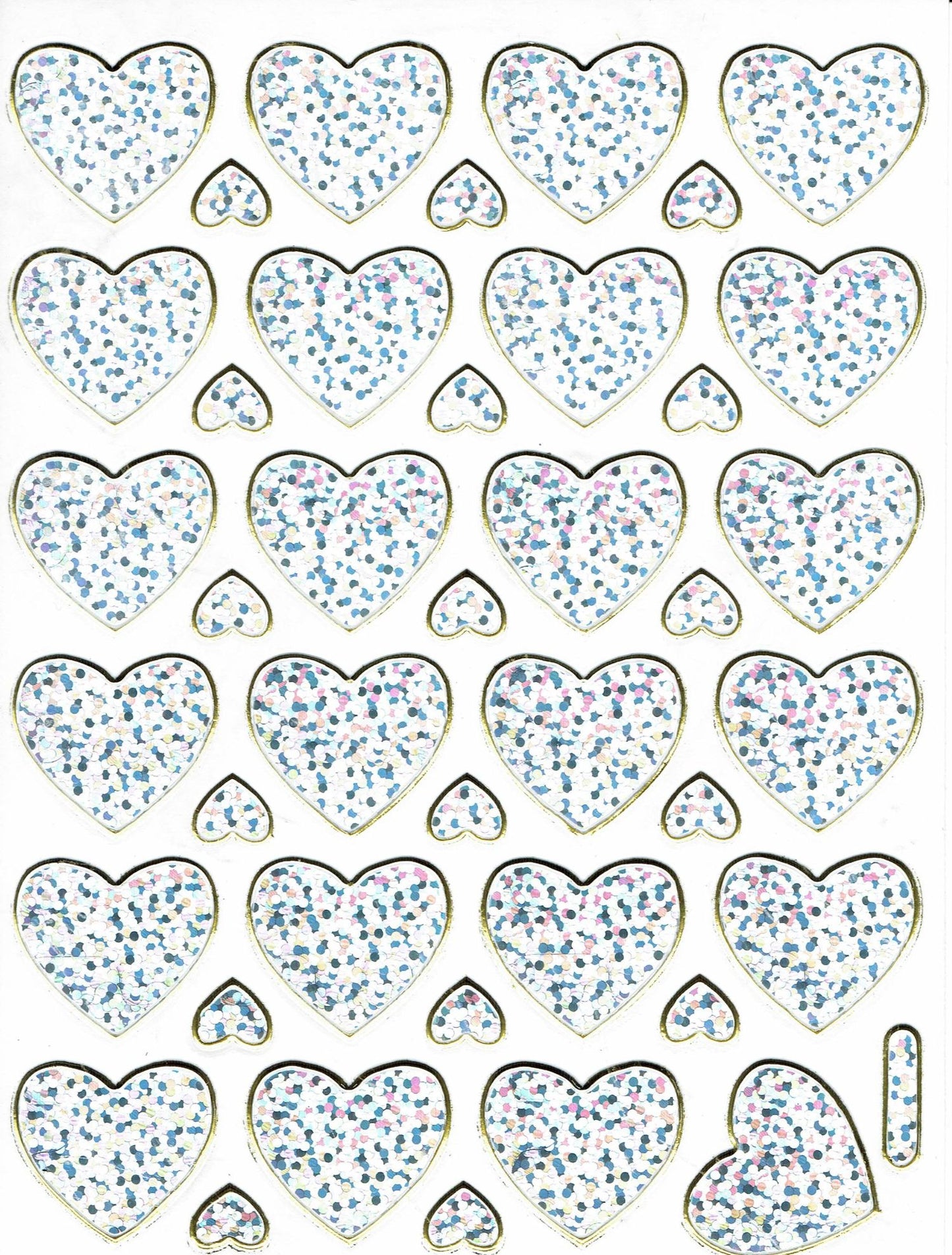 Herz Herzen silber Liebe Aufkleber Sticker metallic Glitzer Effekt für Kinder Basteln Kindergarten 1 Bogen 097
