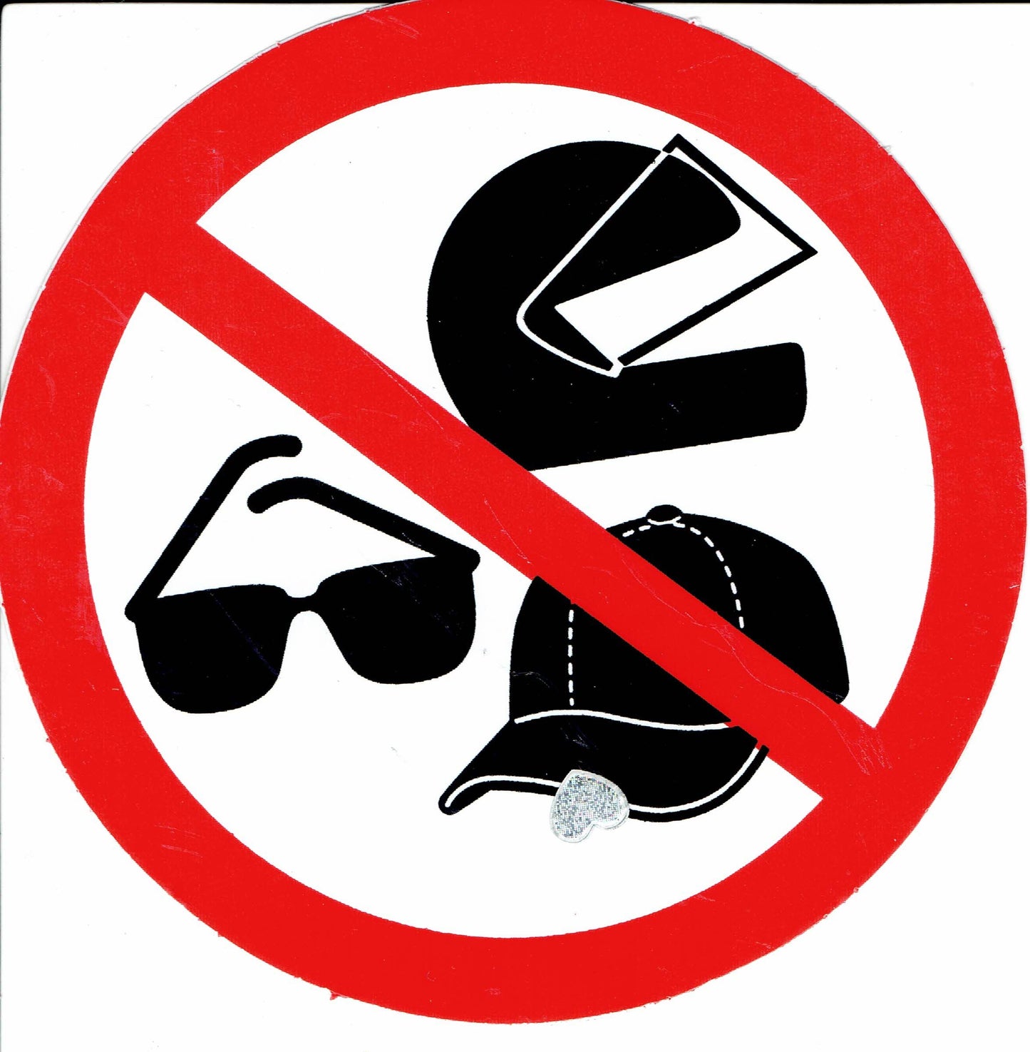 Verboten " Hut Brille Helm " rund Aufkleber Sticker selbstklebend 145