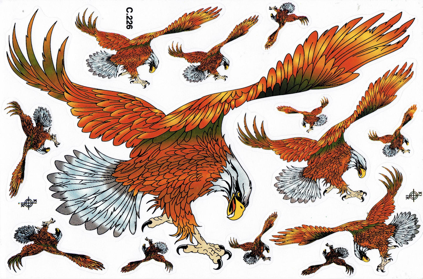 Tête d'aigle ailes battantes autocollant moto scooter planche à roulettes voiture tuning modélisme auto-adhésif 190