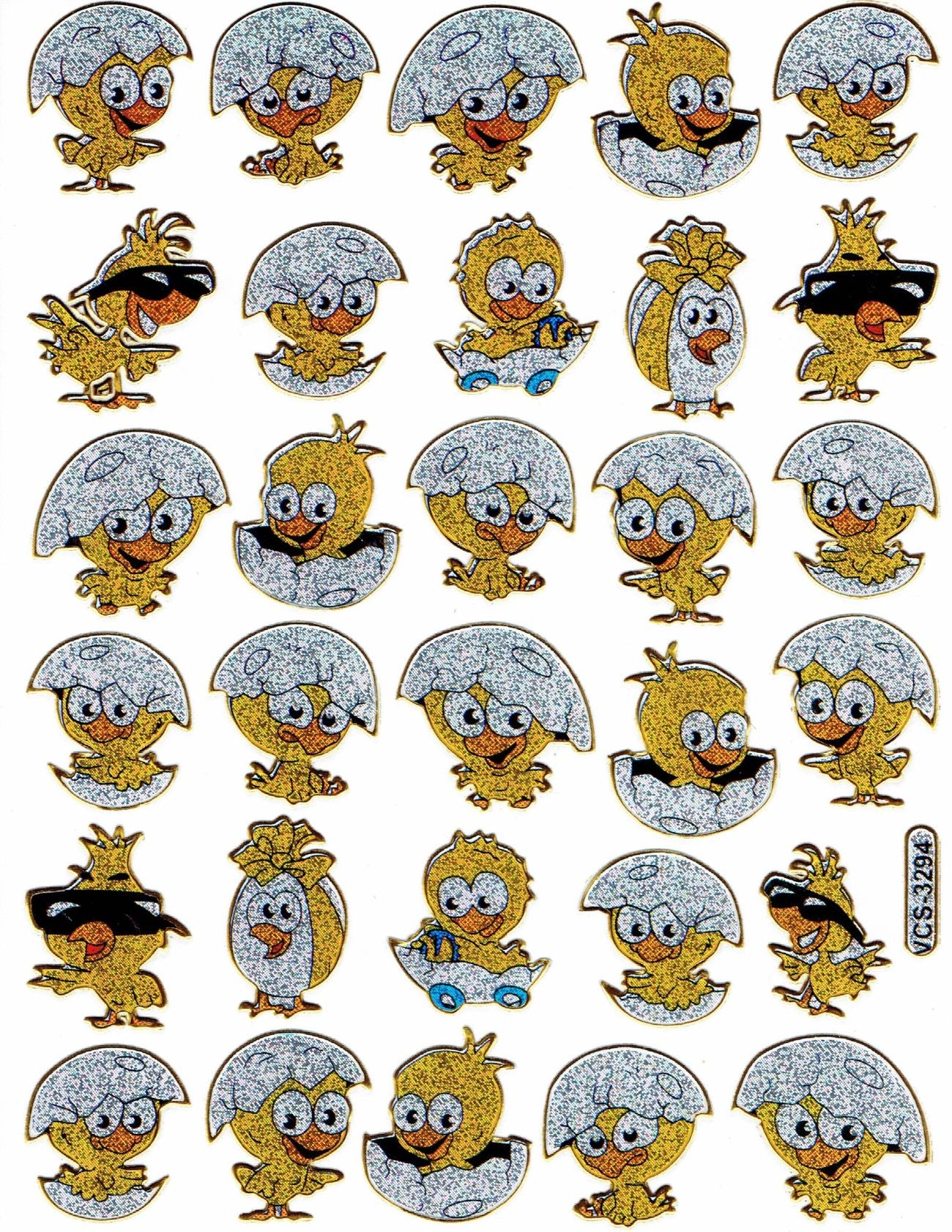 Poussin poulet coq coloré animaux autocollants métallisé effet scintillant artisanat pour enfants maternelle 1 feuille 202