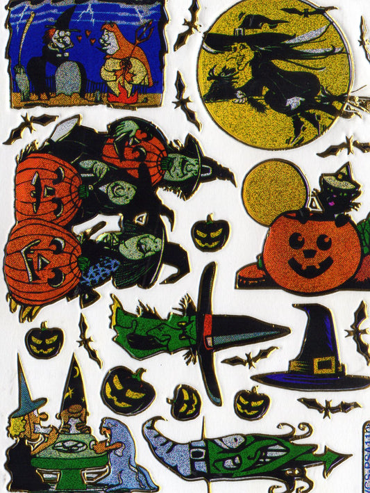 Halloween Monster Geist Aufkleber Sticker metallic Glitzer Effekt Schule Kinder Basteln Kindergarten 1 Bogen 239