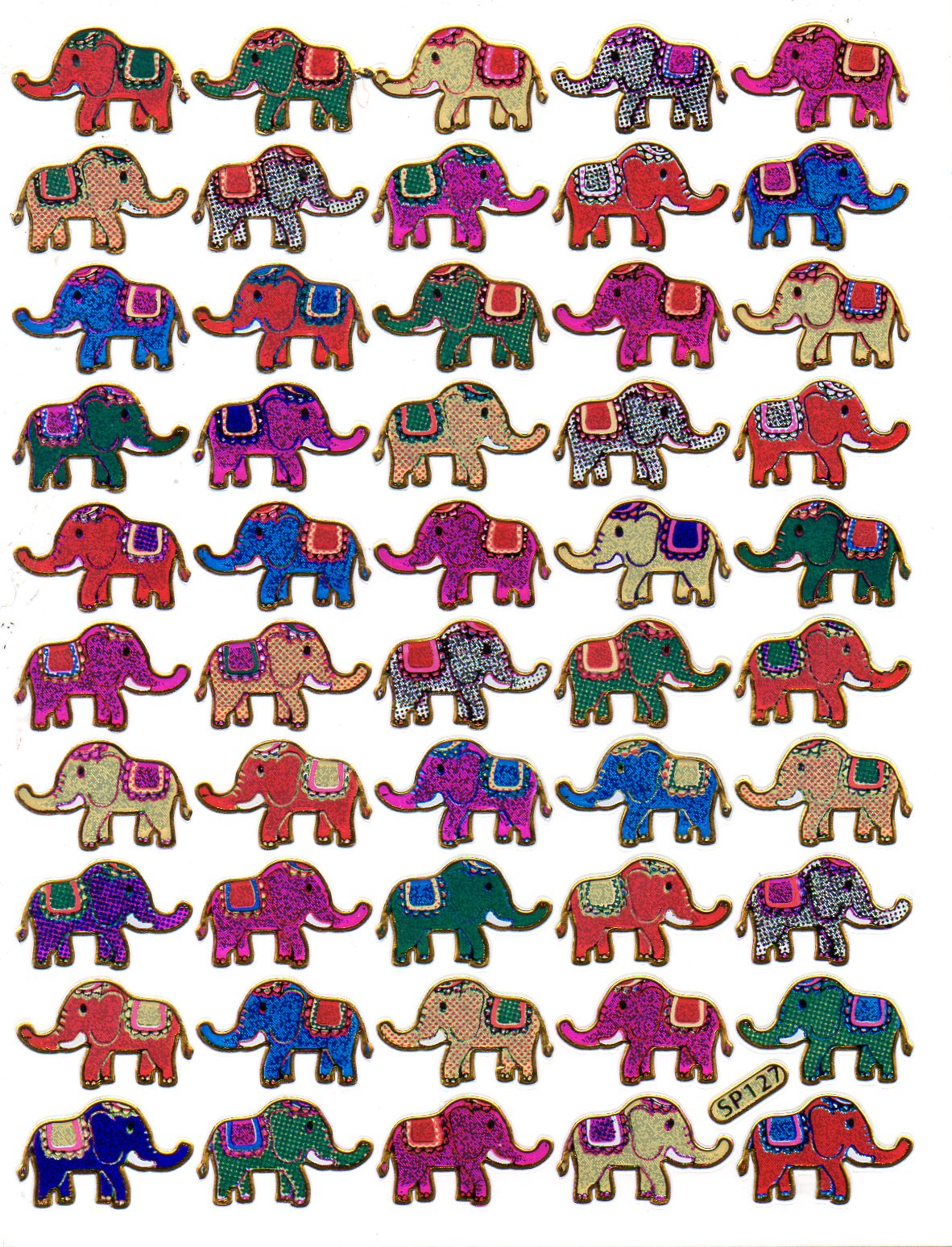 Elefant Elefanten bunt Tiere Aufkleber Sticker metallic Glitzer Effekt Kinder Basteln Kindergarten 1 Bogen 271