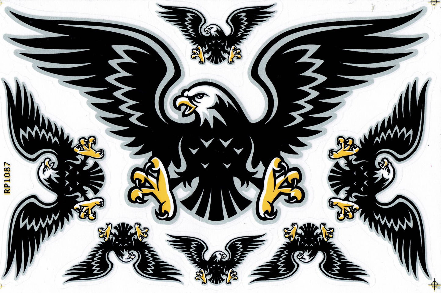 Adler Kopf Schwingen Flügel Aufkleber Sticker Motorrad Roller Skateboard Auto Tuning Modellbau selbstklebend 321