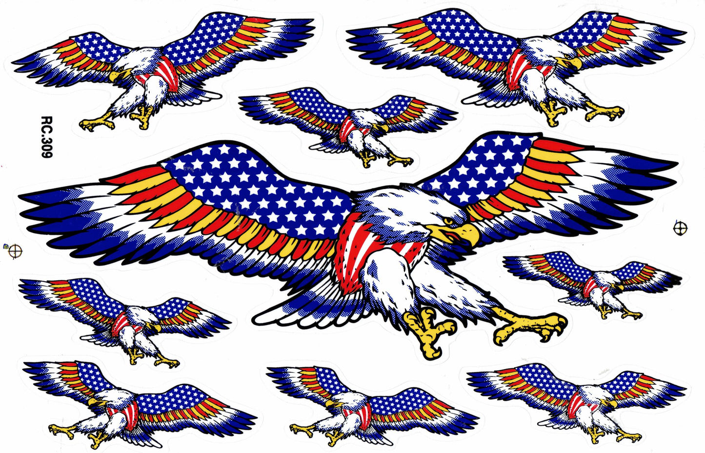 USA Adler Kopf Schwingen Flügel Aufkleber Sticker Motorrad Roller Skateboard Auto Tuning Modellbau selbstklebend 366