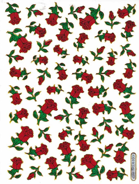 Blumen Rosen Rose bunt Aufkleber Sticker metallic Glitzer Effekt Kinder Basteln Kindergarten 1 Bogen 403
