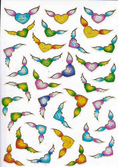 Herz Herzen bunt Liebe Aufkleber Sticker metallic Glitzer Effekt für Kinder Basteln Kindergarten Geburtstag 1 Bogen 440
