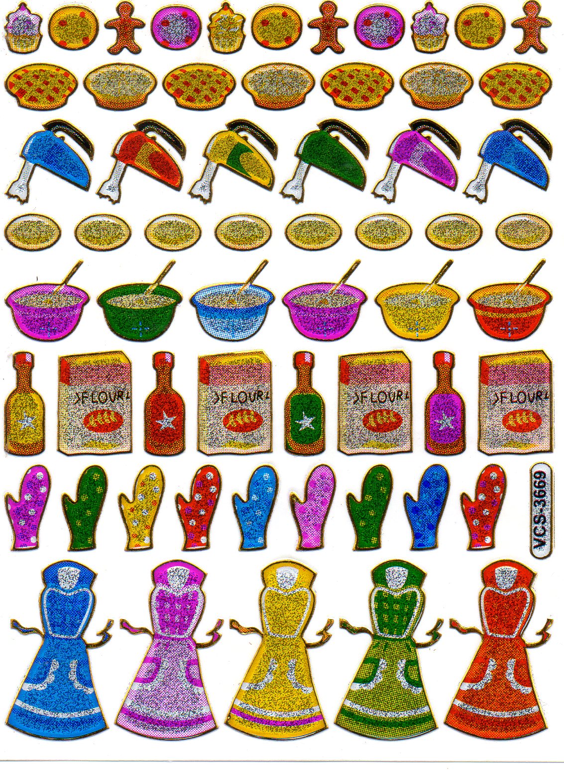 Cake Baking Sticker Metallic Glitter Effect School Children Crafts Kindergarten 1 sheet 536