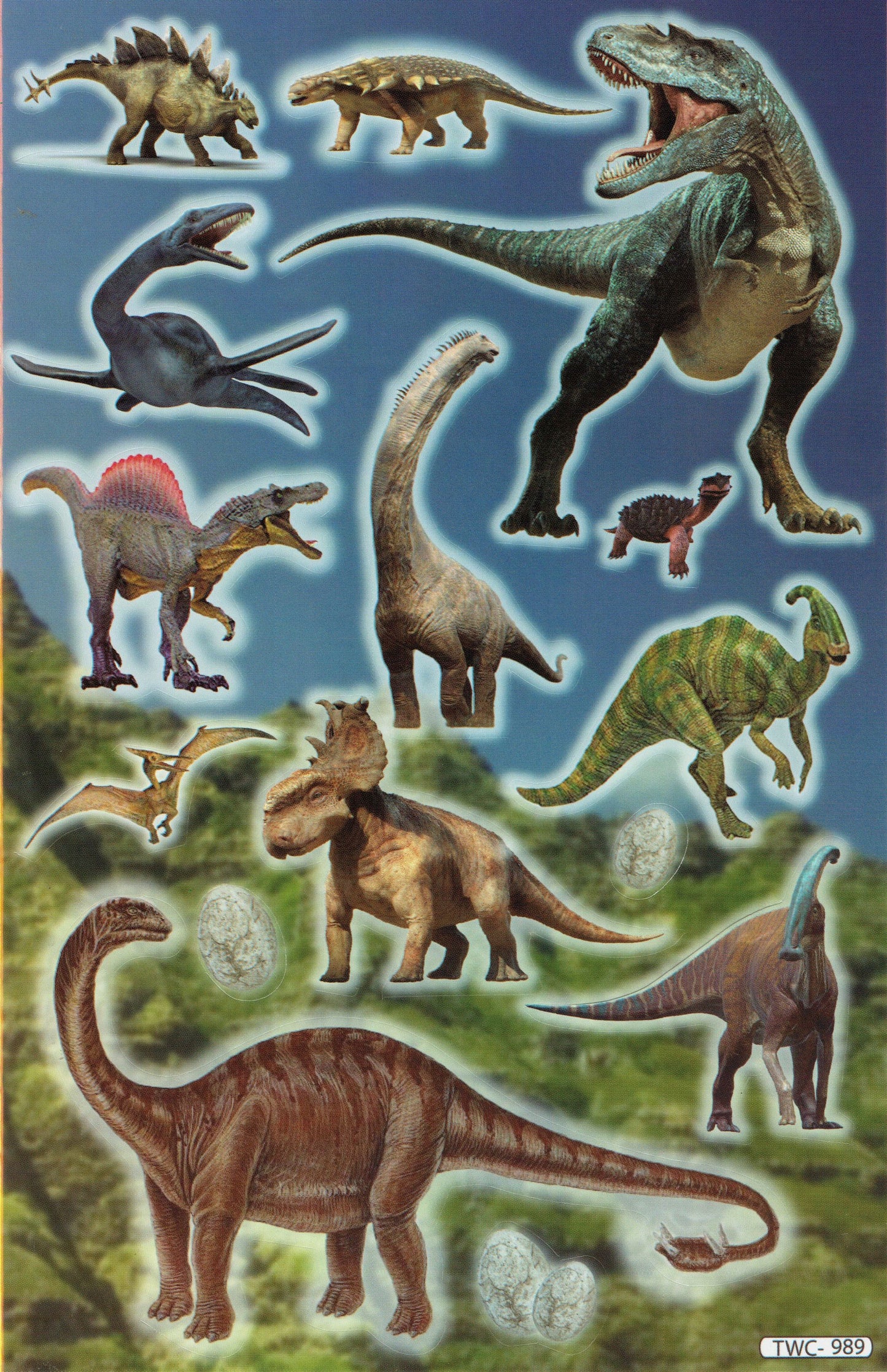 Dino Dinosaur Jurassic T-Rex Raptor Animals Stickers for Children Crafts Kindergarten Birthday 1 sheet 545