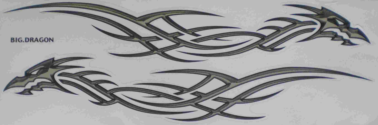 Drachen Grosse Flammen Feuer grau Sticker Aufkleber Folie 1 Blatt 530 mm x 170 mm wetterfest Motorrad Roller Skateboard Auto Tuning selbstklebend FL054