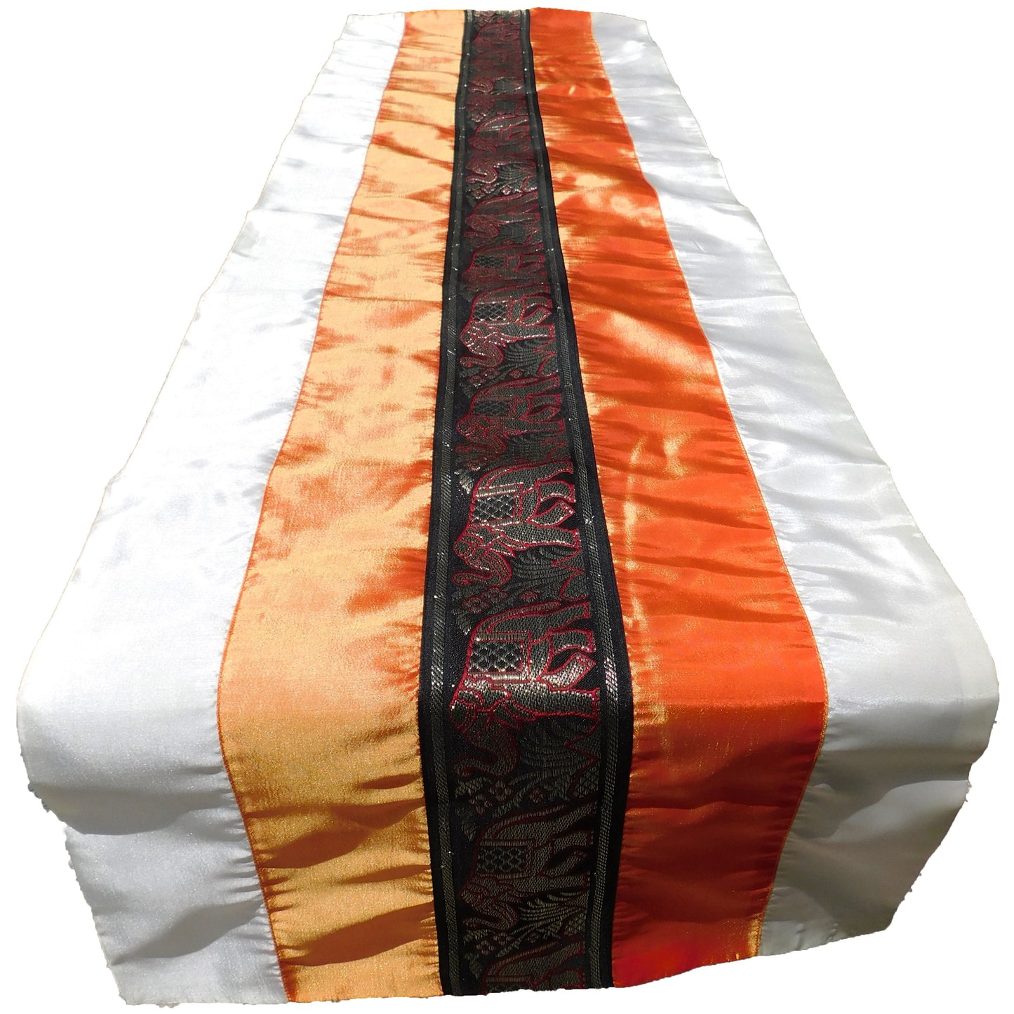 Two-tone table runner with elephant border Christmas Festival Birthday Wedding Party Living Room Kitchen Tablecloth made of Thai Silk Thai Silk