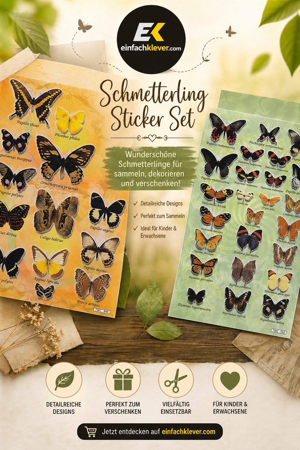 🦋 Schmetterling Sticker Set – Kreativität trifft Natur