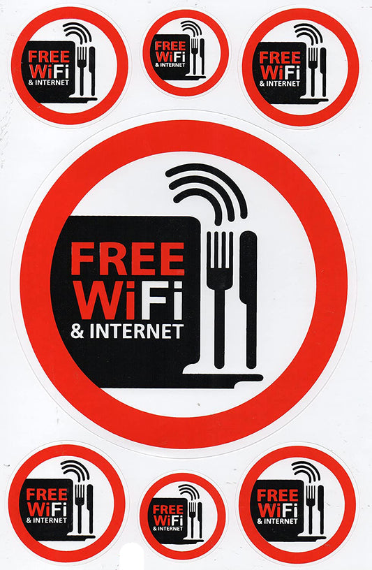 FREE WIFI internet Aufkleber Sticker Restaurant Laden Cafe Bäcker Office Büro selbstklebend 282
