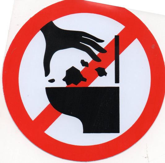Verboten " Papier in die Toilette werden " rund Aufkleber Sticker selbstklebend 234