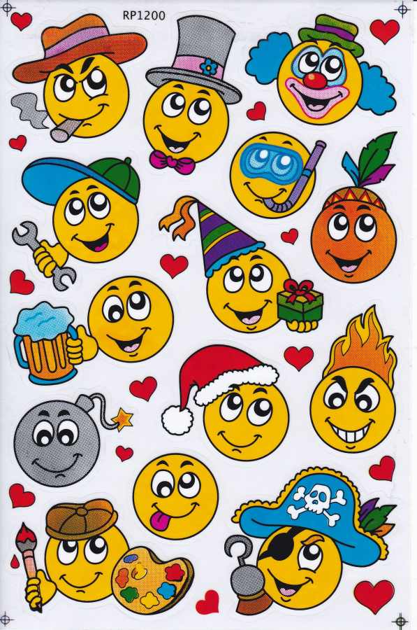 Smilies Smiley Lachendes Gesicht Aufkleber Sticker für Kinder Basteln Kindergarten Geburtstag 1 Bogen 426