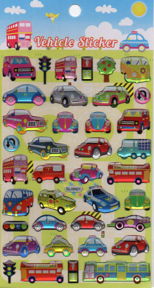 3D Auto Bus Roller Verkehr Aufkleber Sticker für Kinder Basteln Kindergarten Geburtstag 1 Bogen 427