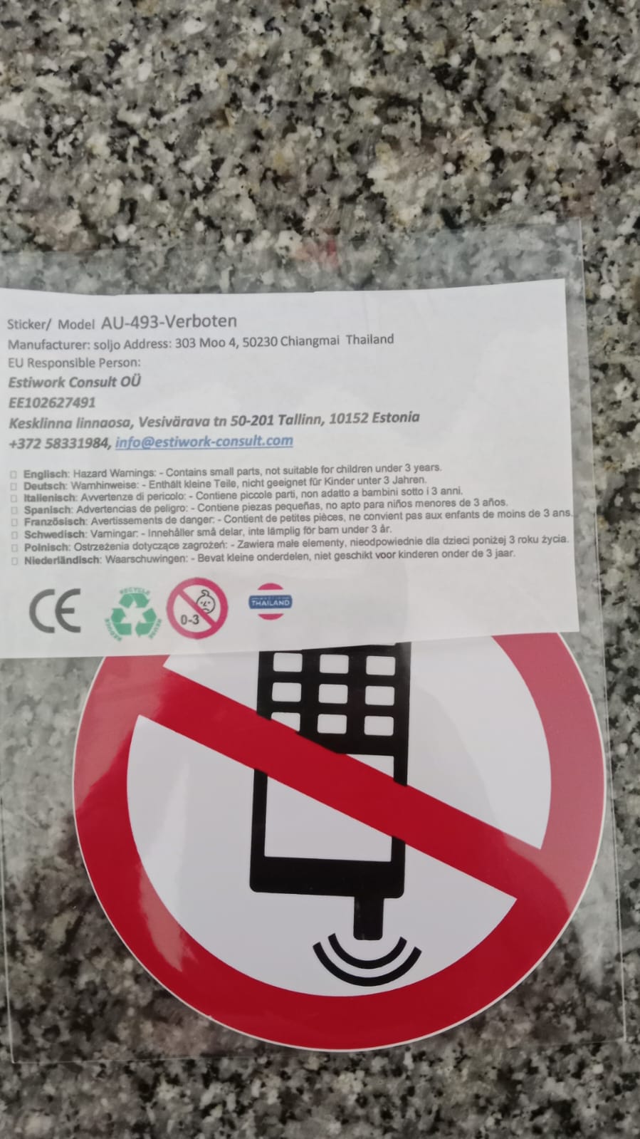 Verboten "Telefonieren Handy " rund Aufkleber Sticker selbstklebend 493