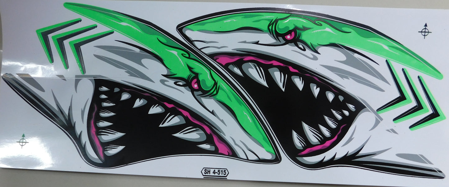 Hai-Aufkleber-Set in vier Farben (35 × 15 cm) – Perfekt für Fahrrad, Auto und Motorrad NS123