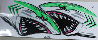 Hai-Aufkleber-Set in vier Farben (35 × 15 cm) – Perfekt für Fahrrad, Auto und Motorrad NS123