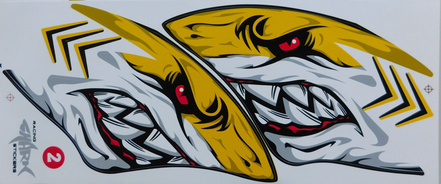 Hai-Aufkleber-Set in vier Farben (35 × 15 cm) – Perfekt für Fahrrad, Auto und Motorrad NS123