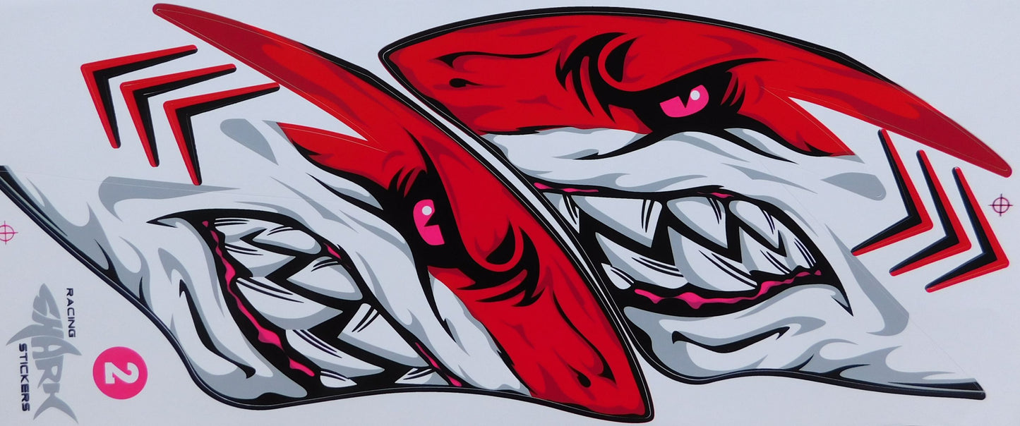 Hai-Aufkleber-Set in vier Farben (35 × 15 cm) – Perfekt für Fahrrad, Auto und Motorrad NS123